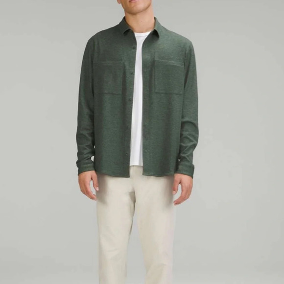 Men's Lululemon Soft Knit Overshirt Size Small Mossy Green Gray - Picture 2 of 16